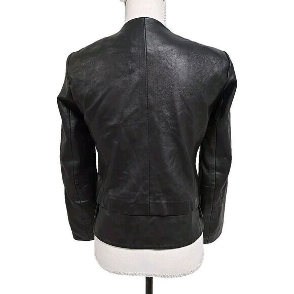 SANDRO PARIS Moto Jacket Lamb Leather Black Women’s Size 1 /US Size 4 SMALL - Picture 4 of 12